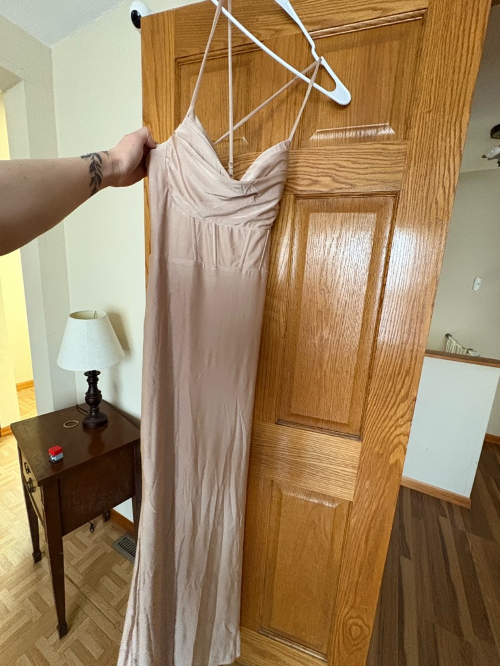 Windsor Blush Nude Strappy Maxi Dress